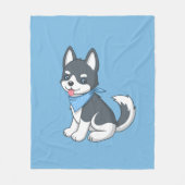 Couverture Polaire Joli Cartoon Husky Chien chiot (Devant)