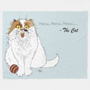 Couverture Polaire Joli chat persan fluffy drôle miaou bleu