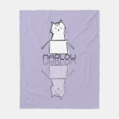 Couverture Polaire Joli Chat Violet Doodle Nom Personnalisé (Devant)