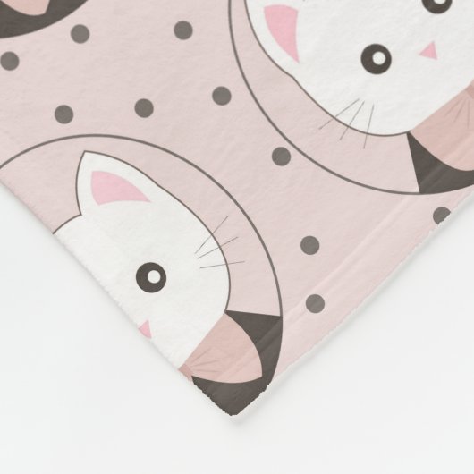 Couverture Polaire Joli chat visage rose Motif nu (Coin)