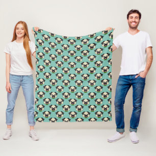 Couverture Polaire Joli chien Carlin avec Papillon
