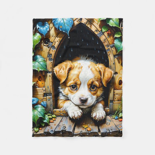 Couverture Polaire Joli Chiot adorable (Devant)