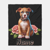 Couverture Polaire Joli chiot Brown avec Rose (Devant)