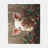 Couverture Polaire Joli Cochon de Noël Peinture rustique (Devant)