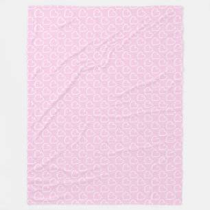Couverture Polaire Joli coeur dessiné à la main design blanc sur rose