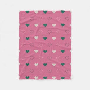 Couverture Polaire Joli cœur simple Sans couture rose / vert