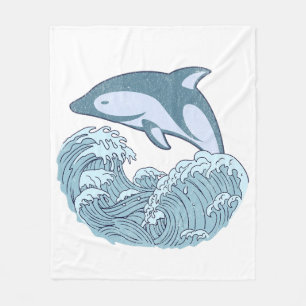 Couverture Polaire Joli dauphin bleu