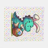 Couverture Polaire Joli dinosaure lapin de Pâques (Devant (Horizontal))