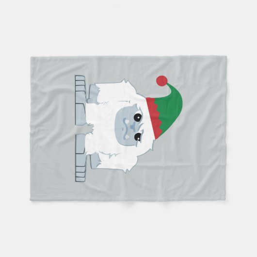 Couverture Polaire Joli elfe de Noël Yeti (Devant (Horizontal))