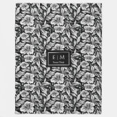 Couverture Polaire Joli enveloppement fleuri noir et blanc (Devant)