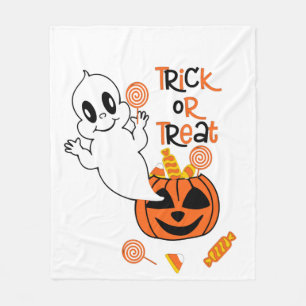 Couverture Polaire Joli fantôme avec friandise d'Halloween