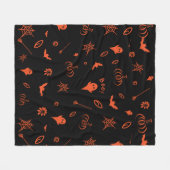 Couverture Polaire Joli Fantôme Éffrayant Orange Noir Halloween (Devant (Horizontal))