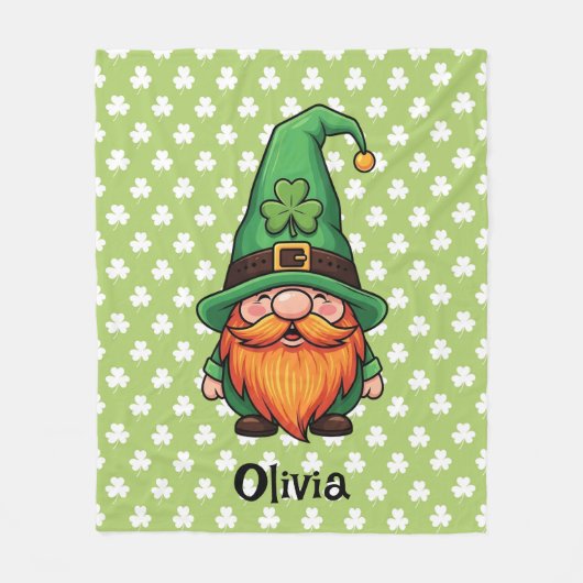 Couverture Polaire Joli Gnome Chanceux de la Saint-Patrick (Devant)