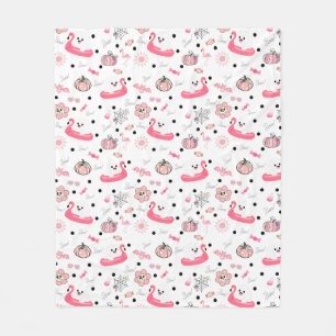 Couverture Polaire Joli Halloween Tropical – Fantômes & Flamant Rose