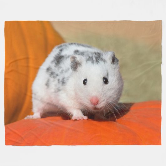 Couverture Polaire Joli Hamster syrien blanc noir tacheté drôle anima (Devant (Horizontal))
