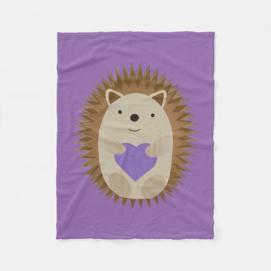 Couverture Polaire Joli Hérisson Vacant un coeur pourpre (Devant)