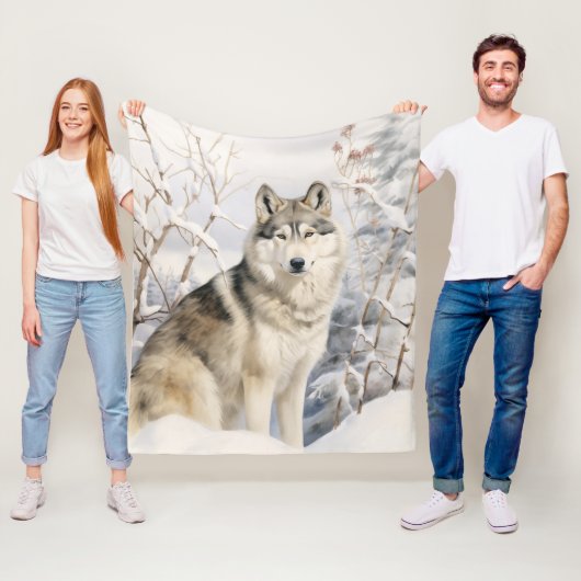 Couverture Polaire Joli Husky (En situation)