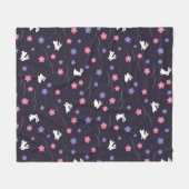 Couverture Polaire Joli lapin blanc lapin et Motif de fleurs (Devant (Horizontal))