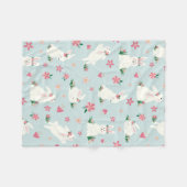 Couverture Polaire Joli lapin de Pâques Moderne rose floral (Devant (Horizontal))