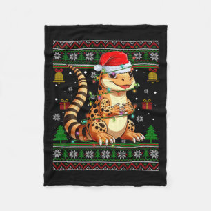 Couverture Polaire Joli Leopard Gecko Santa Hat Laid Christmas