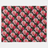 Couverture Polaire Joli modèle Rose rose rouge floral (Devant (Horizontal))