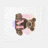 Couverture Polaire Joli Monogramme Enfants Nom Pink Teddy Bear (Devant (Horizontal))