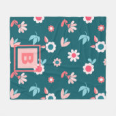 Couverture Polaire Joli Monogramme moderne rose et Turquoise motif fl (Devant (Horizontal))