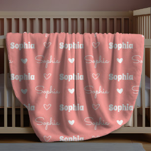 Couverture Polaire Joli monogramme répétitif rose rouille féminin
