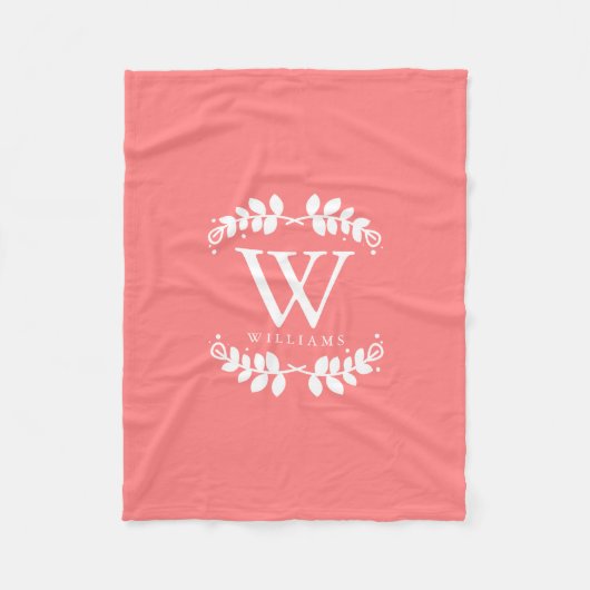 Couverture Polaire Joli monogramme rose corail (Devant)