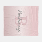 Couverture Polaire Joli Monogramme rose personnalisable et votre nom  (Devant (Horizontal))