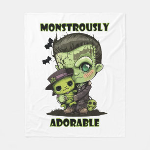 Couverture Polaire Joli monstre de Frankenstein avec peluche
