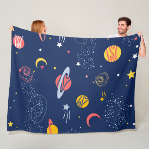 Couverture Polaire Joli Motif Arrière - plan Galaxy tiré à la main