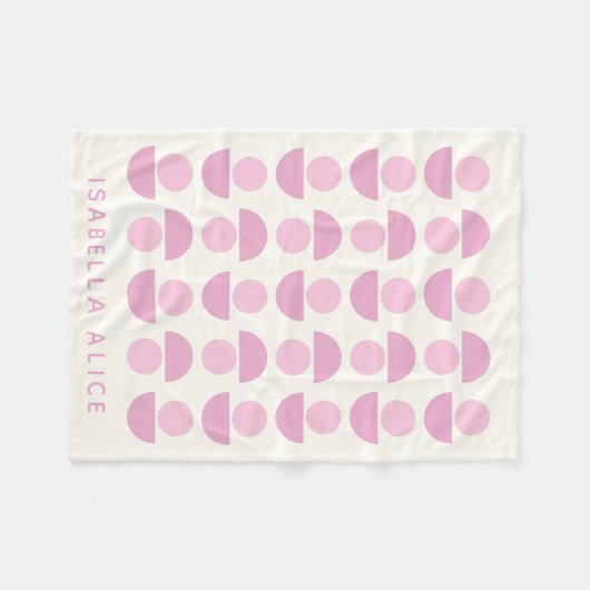 Couverture Polaire Joli Motif d'art moderne scandinave en rose Nom (Devant (Horizontal))