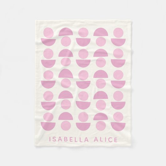 Couverture Polaire Joli Motif d'art moderne scandinave en rose Nom (Devant)
