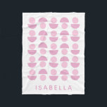 Couverture Polaire Joli Motif d'art scandinave moderne en rose, Nom<br><div class="desc">Ce motif design graphique de style scandinave mignon présente des formes amusantes dans de jolies nuances de rose et de violet,  personnalisées avec le nom ou le libellé de votre choix.</div>