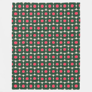 Couverture Polaire Joli motif de fleurs pop rétro Vert de Noël