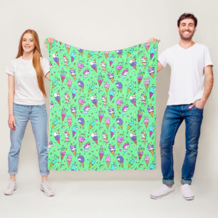 Couverture Polaire joli motif de licorne avec canette de glace