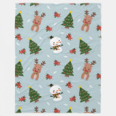 Couverture Polaire Joli motif de Noël | Bonhomme de neige, renne et a (Devant)