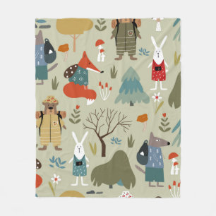 Couverture Polaire Joli motif sans couture vintage avec des animaux t