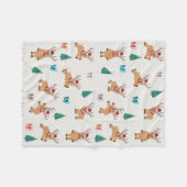 Couverture Polaire Joli Noël Cerf Noël Cadeaux et Motif d'arbre (Devant (Horizontal))