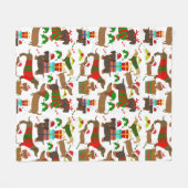 Couverture Polaire Joli Noël Dachshund (Devant (Horizontal))