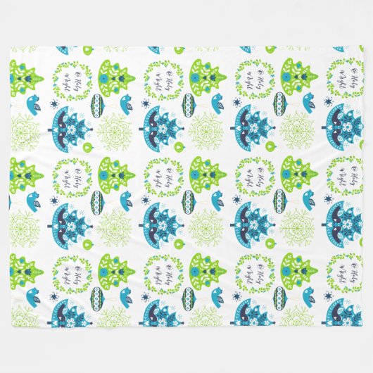 Couverture Polaire Joli Noël O Saint Nuit Blanche en polaire (Devant (Horizontal))