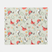 Couverture Polaire Joli Noël Oiseau Motif Design de vacances (Devant (Horizontal))