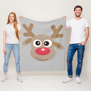 Couverture Polaire Joli Noël Reindeer Cartoon Gray amusant