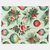Couverture Polaire Joli Noël Rétro, Noël Floral (Devant (Horizontal))