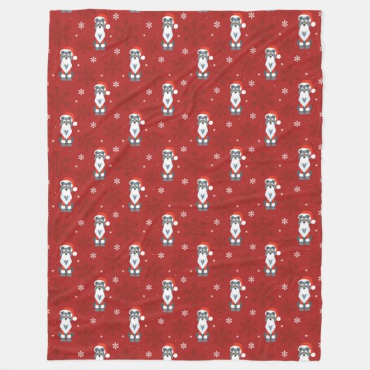 Couverture Polaire Joli Noël Schnauzer Chien Snowflake Motif Rouge (Devant)