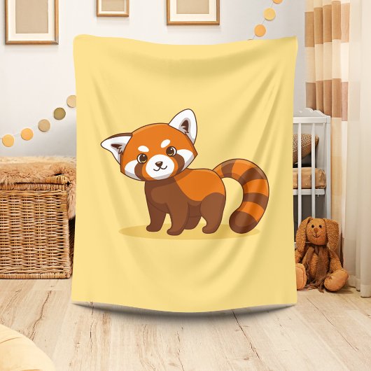Couverture Polaire Joli panda roux sur fond jaune
