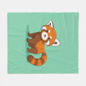Couverture Polaire Joli panda roux sur fond vert (Devant (Horizontal))
