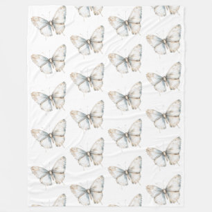 Couverture Polaire Joli Papillon blanc