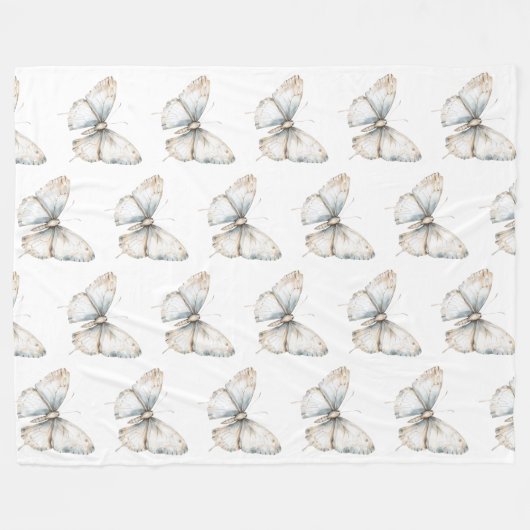 Couverture Polaire Joli Papillon blanc (Devant (Horizontal))